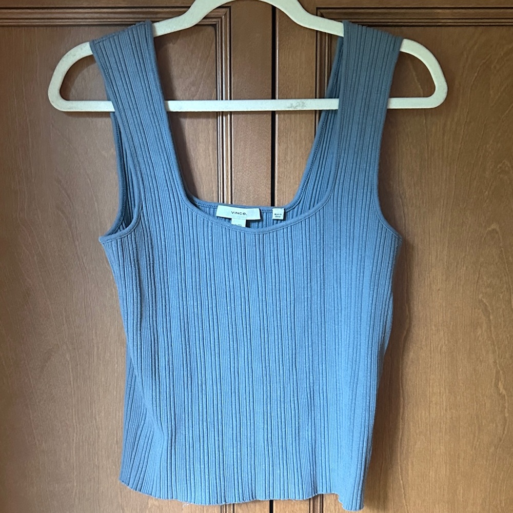 Vince Women's Ribbed Tank Top in Blue